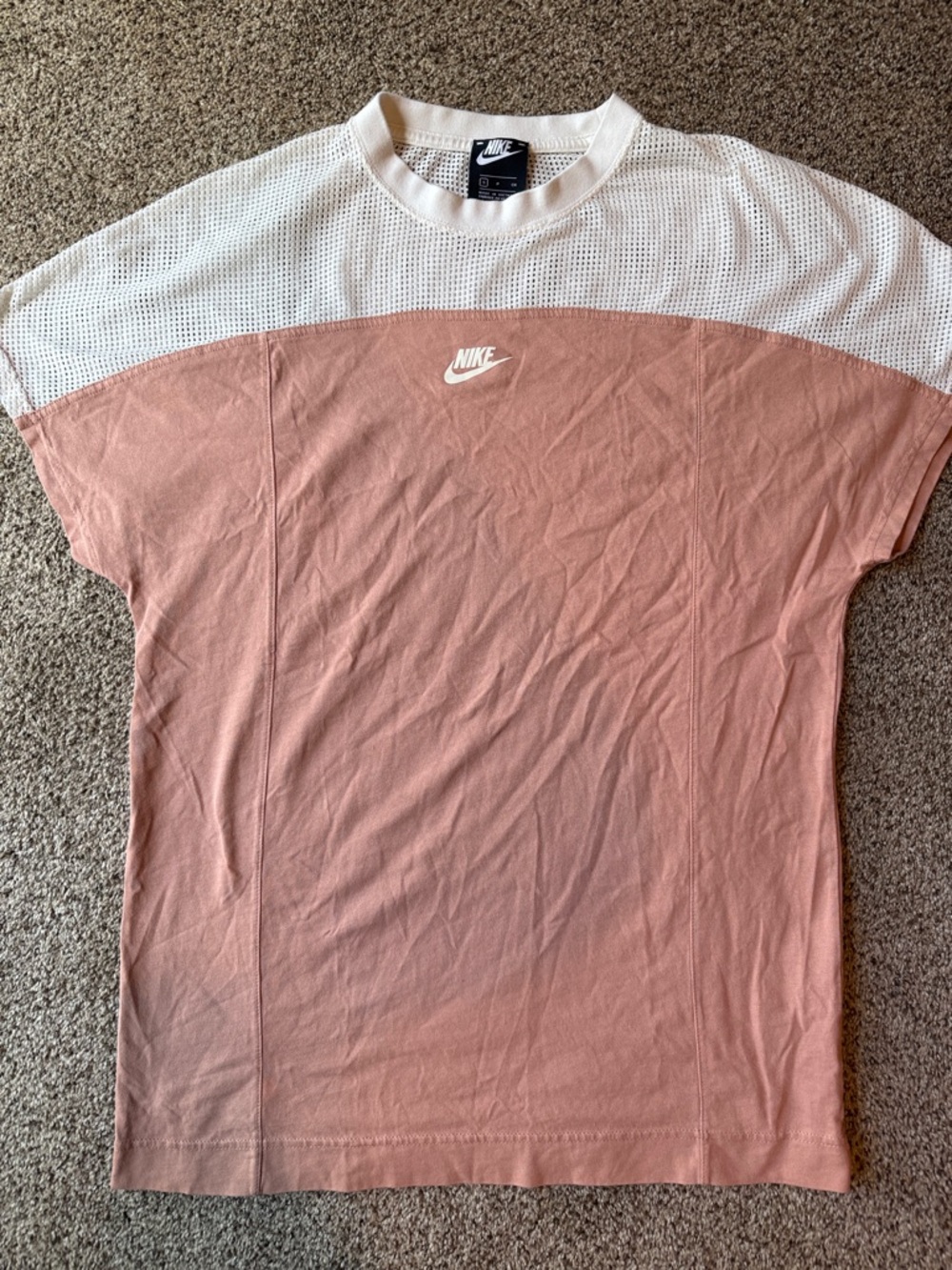 Nike | Dusty Rose Pink & White Mesh Panel Long Tee - Small